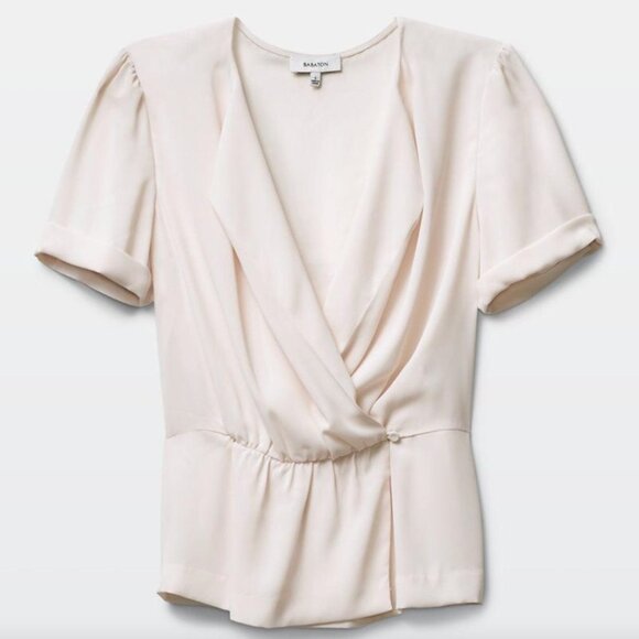 Aritzia Babaton Sherman Short Sleeved Blouse Cream Size XS - Picture 2 of 5